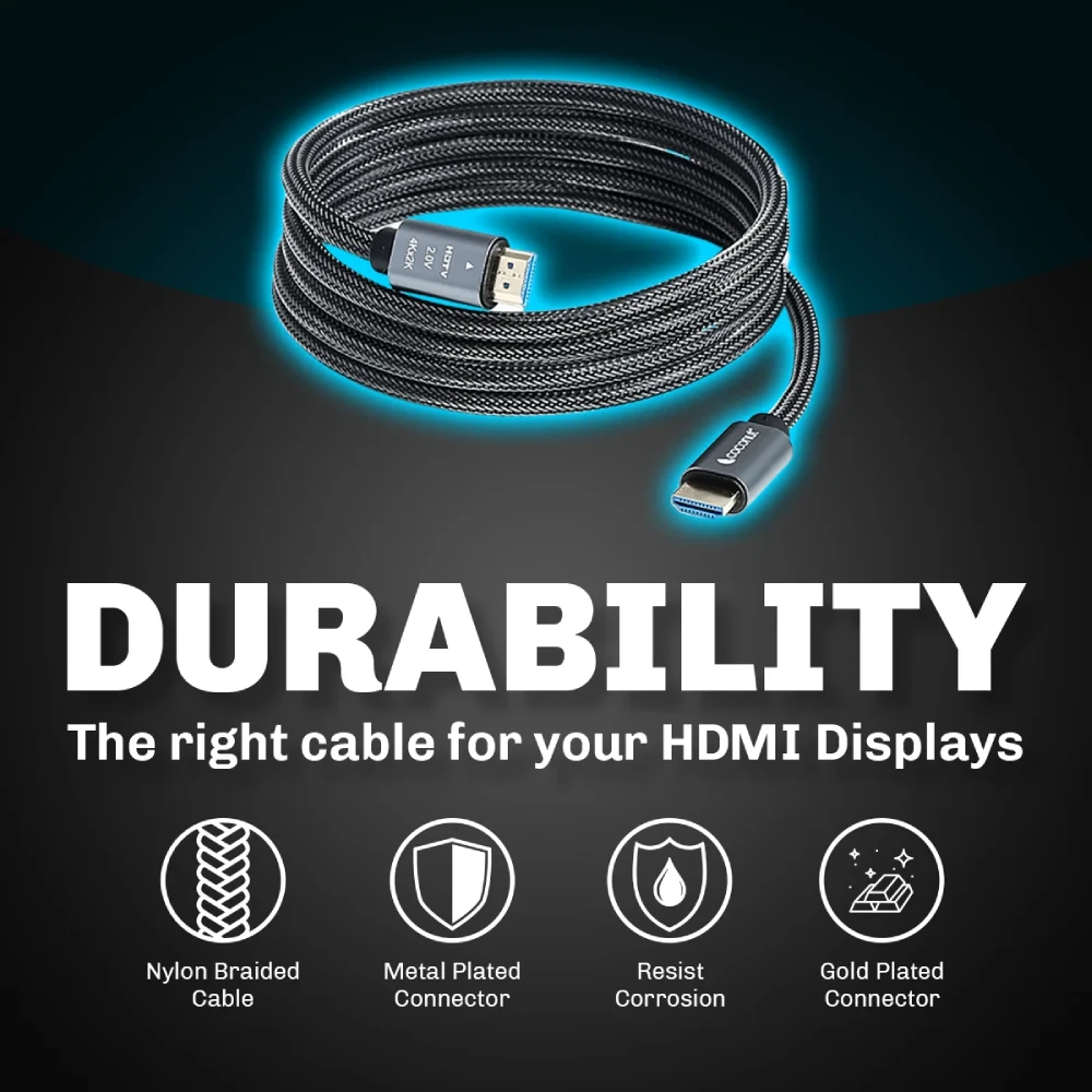 Cocount HDMI Cable 2m 8K 60Hz 48 Gbps Speed (Cotton Braided) view 5